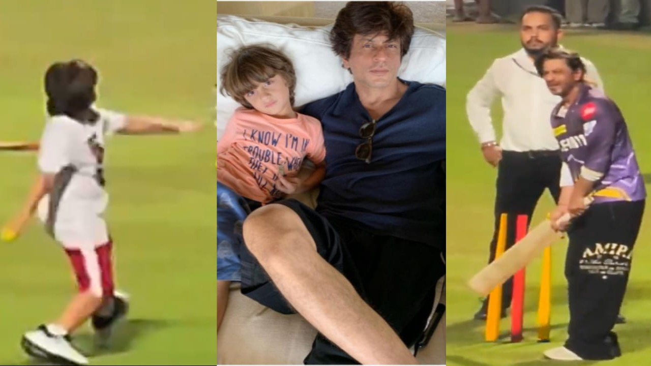 Shah Rukh Khan flaunts his batting skills, AbRam bowls to Rinku Singh during KKR’s practice session; WATCH