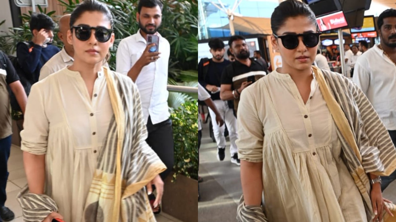 PHOTOS: Nayanthara clicked as she reaches Mumbai; sports a comfy summer-friendly ethnic suit 
