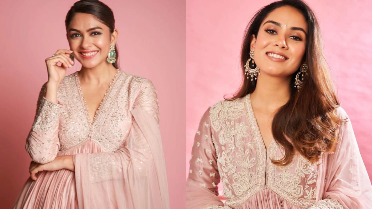 Mrunal Thakur vs Mira Rajput fashion face-off: who wore Riddhi Mehra’s dusky pink anarkali worth Rs.79,900 better? 
