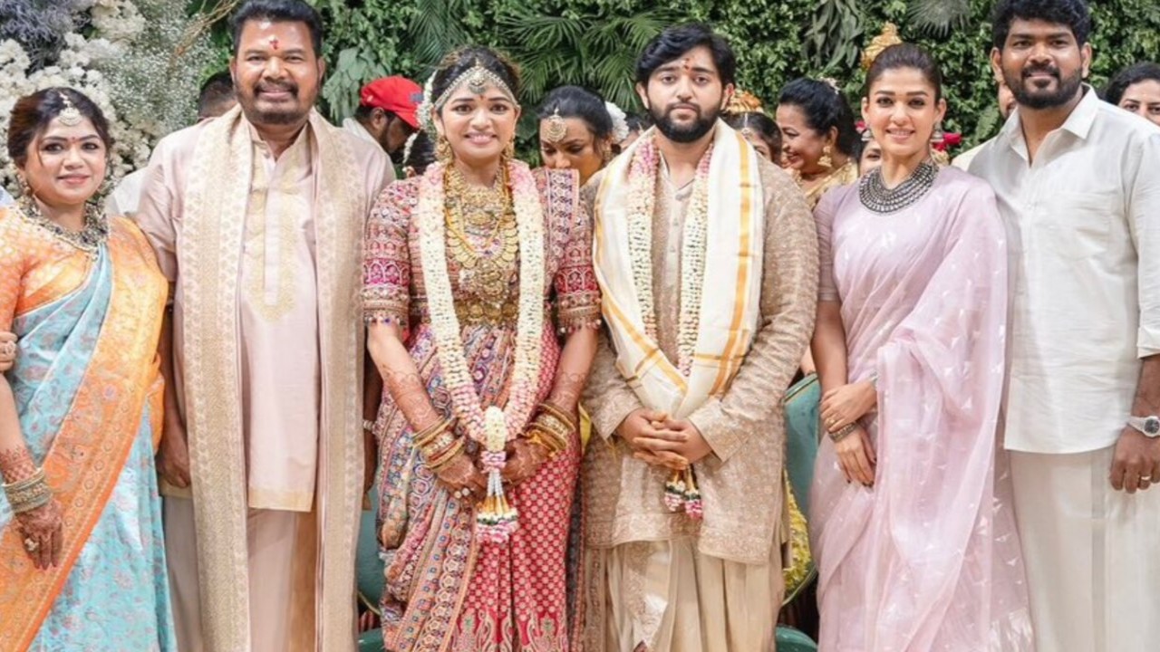 PIC: Nayanthara looks gorgeous in blush pink saree as she attends Game Changer director Shankar's daughter Aishwarya’s wedding 