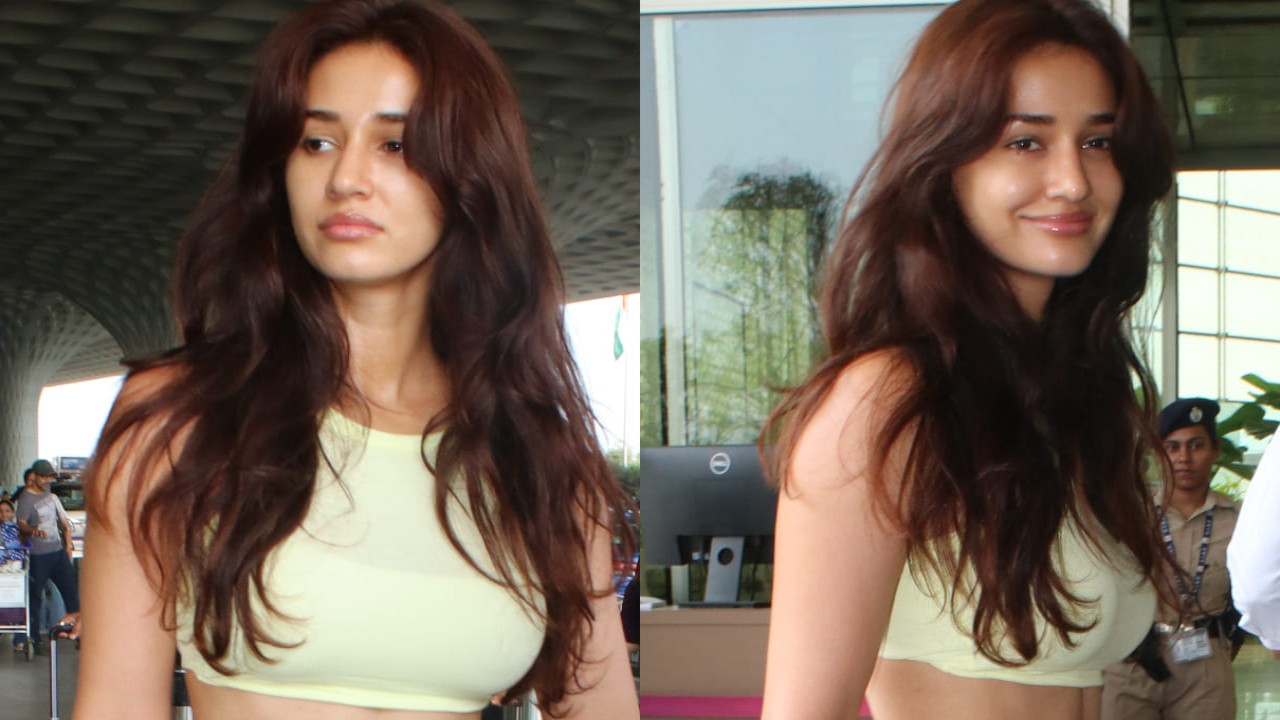 Disha Patani switches on her cool-girl mode in crop top and denim bermuda shorts at airport