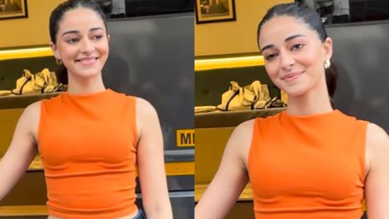 Ananya Panday in an orange crop top paired with denim skorts is a chic call for summer