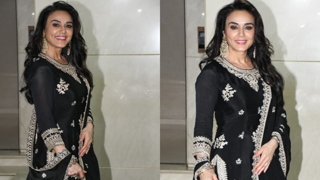 Dimpled queen Preity Zinta proves simple can't go wrong in elegant black sharara set look and statement earrings