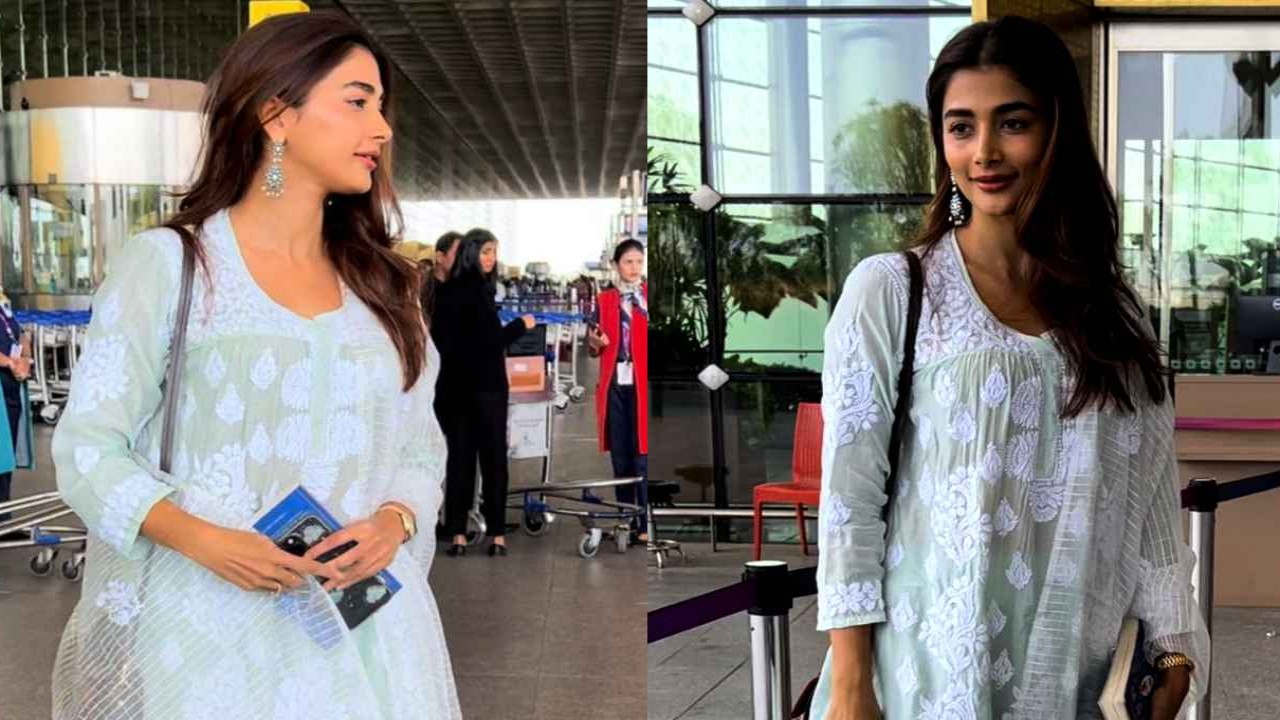 Pooja Hegde’s green and white-hued kurta set airport look proves her summer fashion game is on point