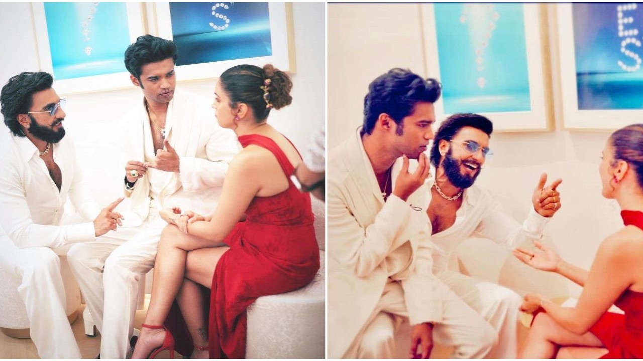PICS: Babil Khan sits on Ranveer Singh's lap as they get into intense discussion with Sanya Malhotra at event