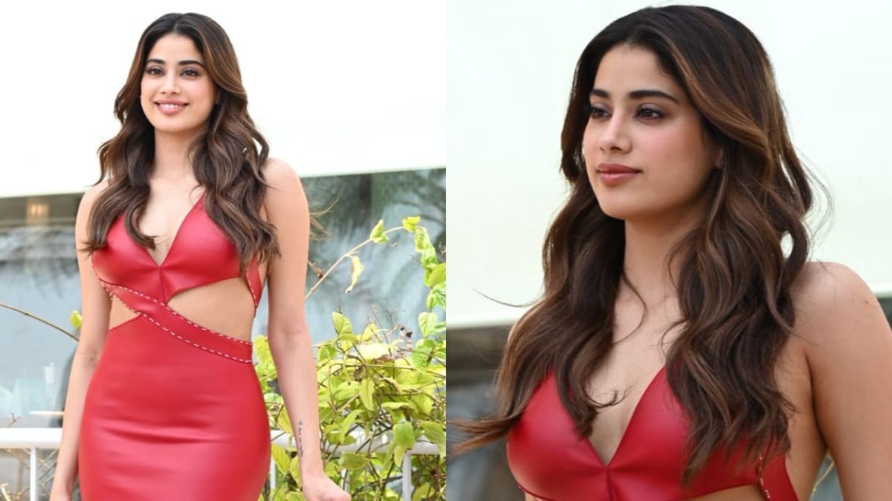 Janhvi Kapoor's red faux leather dress is very sexy, but it comes with a sporty twist