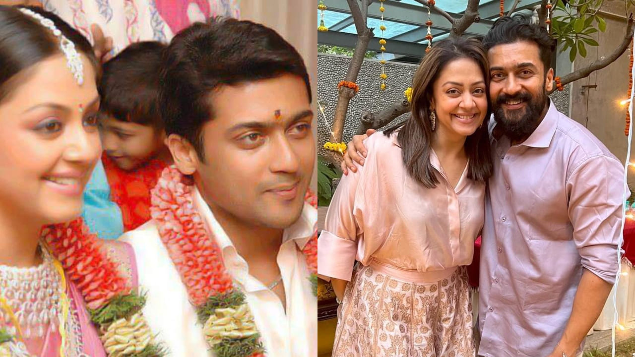 Suriya and Jyothika's wedding picture(PC: K.N.Pavan Kumar X and Jyothika Saravanan Instagram)