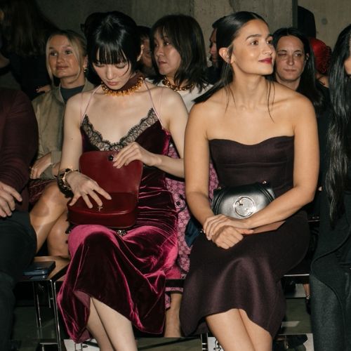 Park Gyu Younger with Alia Bhatt at Gucci London show camouflage; Image Courtesy: Getty Photos Park Gyu Younger with Alia Bhatt at Gucci London show camouflage; Image Courtesy: Getty Photos