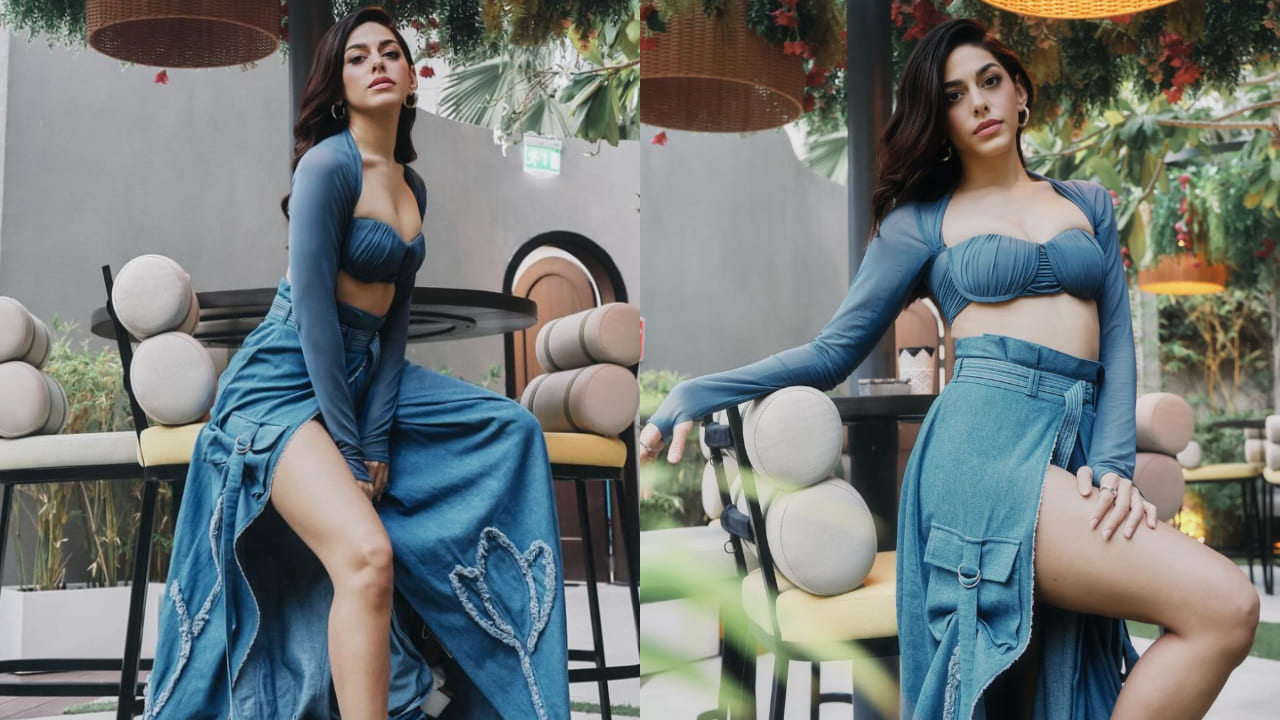Alaya F in denim skirt