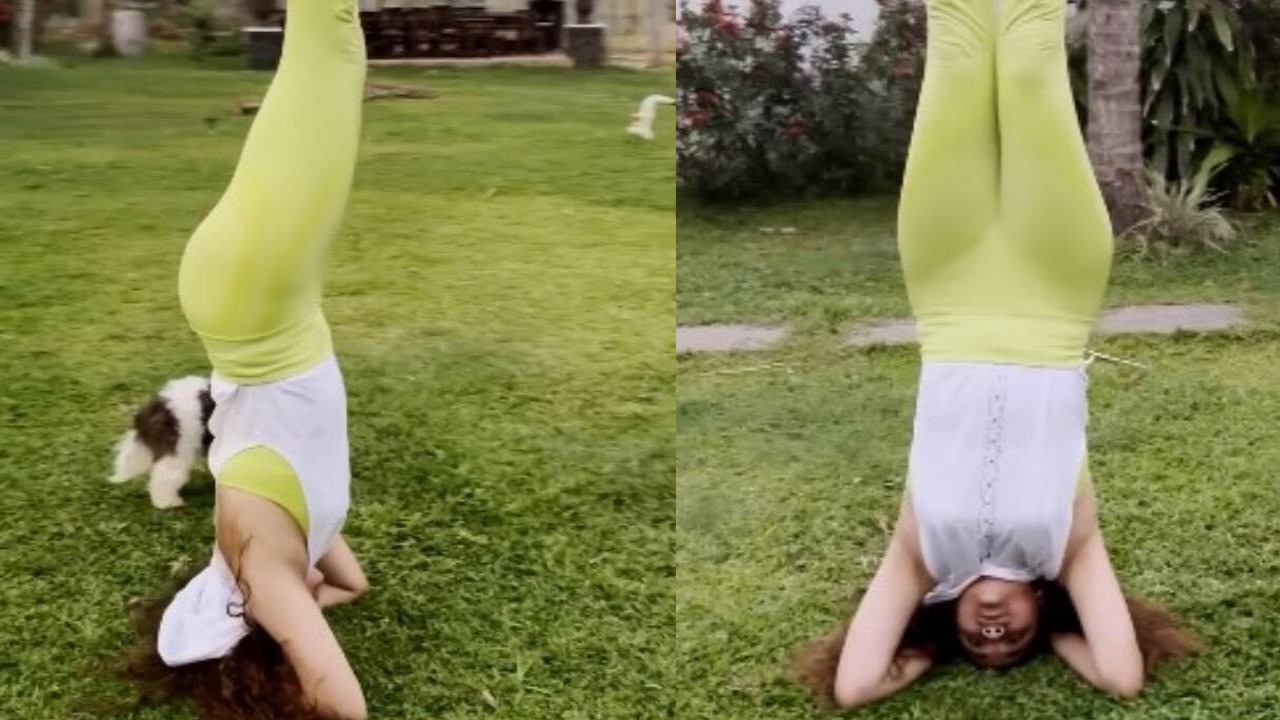 VIDEO: Keerthy Suresh does headstand yoga pose, showing she sees the world 'upside down'
