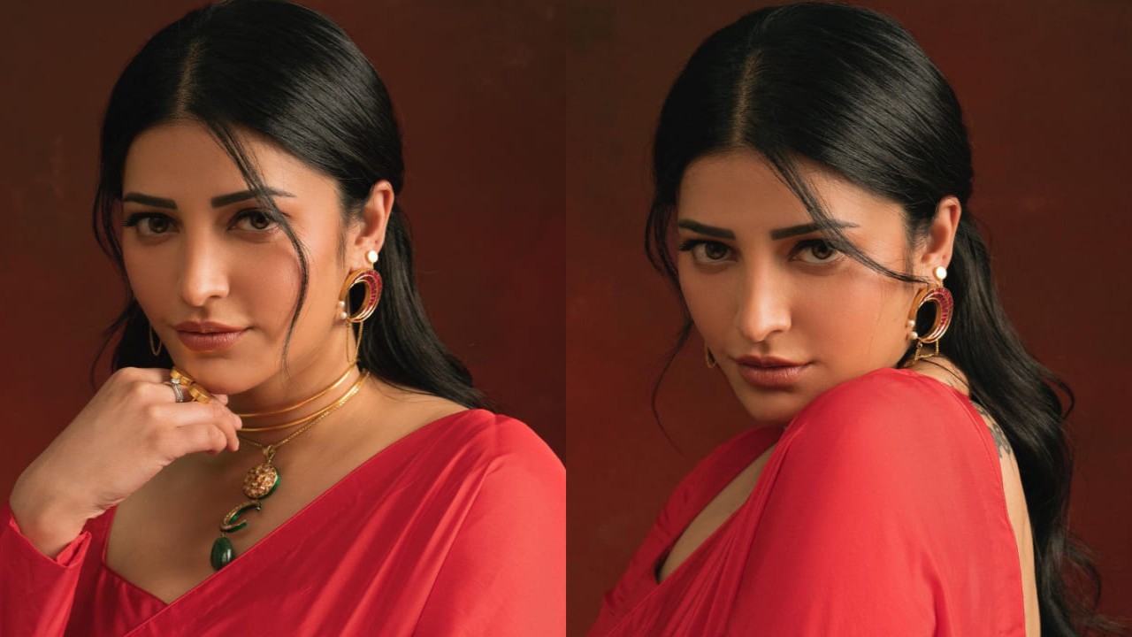 Shruti Haasan ditches black for red and her latest saree look is proof
