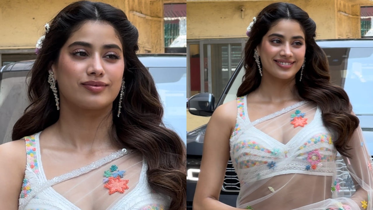 Janhvi Kapoor is rivaling the beauty of a garden full of flowers in floral saree, but don't overlook her ball-shaped purse
