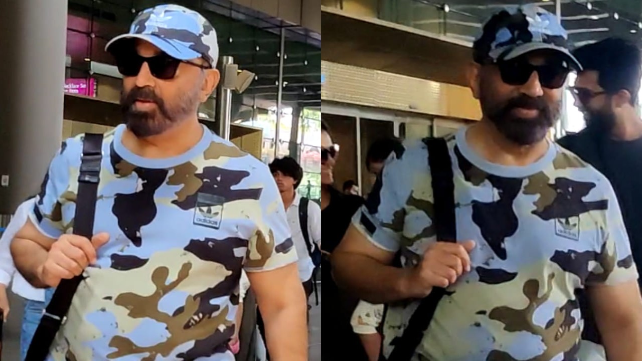 VIDEO: Kamal Haasan opts for comfy camo outfit as he arrives in Mumbai for Indian 2 promotions