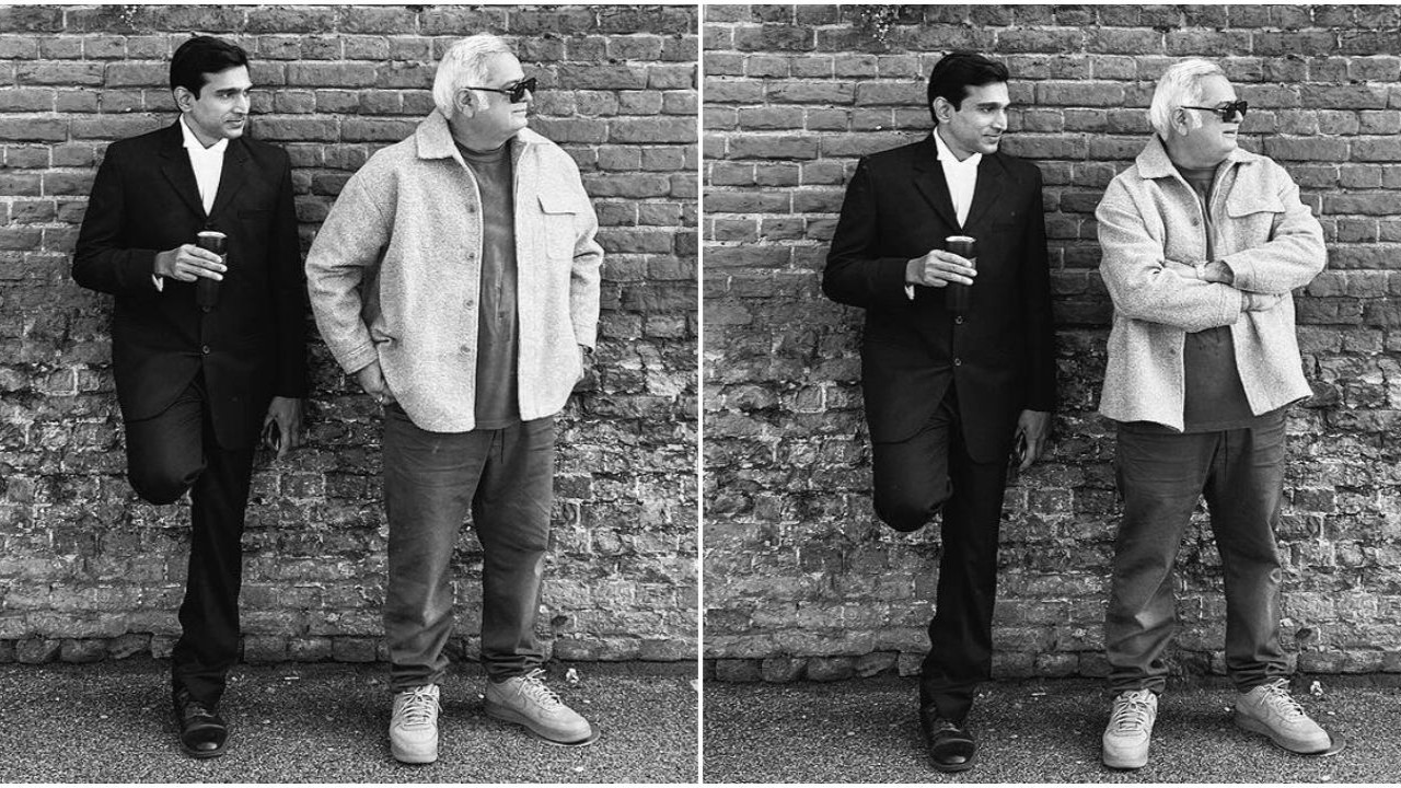 Hansal Mehta drops monochromatic PICS with ‘gift’ Pratik Gandhi from Gandhi sets; fans are all hearts