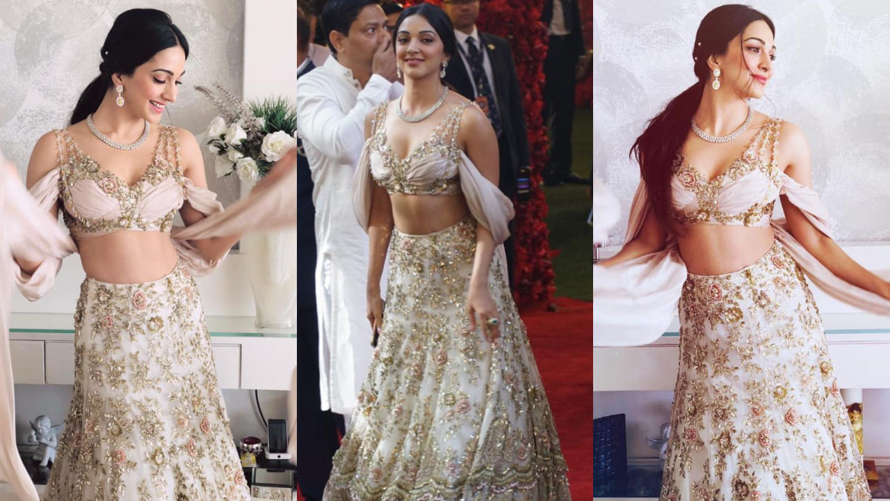 Kiara Advani's swarovski-decorated lehenga from Isha Ambani's wedding is perfect for cocktail parties.