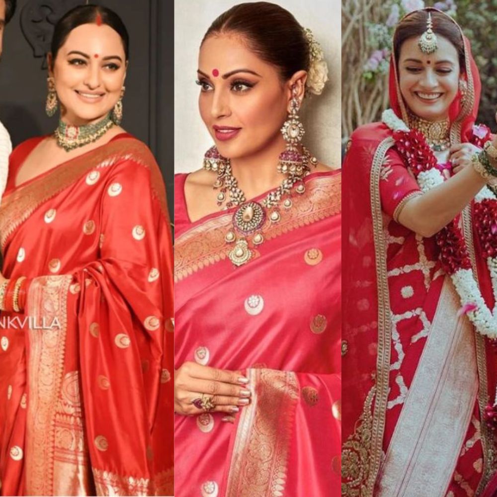 Sonakshi Sinha, Dia Mirza, or Bipasha Basu: Which B-town queen wore the iconic Red Saree better?  Sonakshi Sinha, Dia Mirza, or Bipasha Basu: Which B-town queen wore the iconic Red Saree better?
