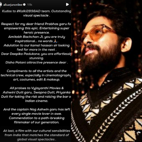 Allu Arjun cheers for Nag Ashwin's Kalki 2898 AD