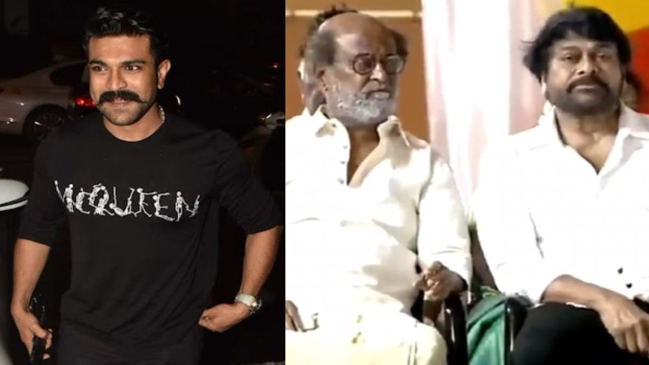 WATCH: Rajinikanth, Chiranjeevi & Ram Charan clicked at Chandrababu Naidu’s oath ceremony