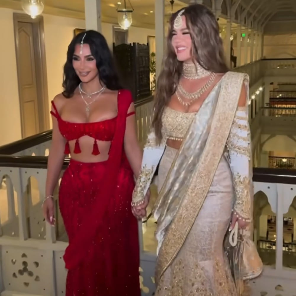 Anant Ambani-Radhika Merchant Wedding: Kim Kardashian sets Internet on fire in red shimmery saree by Manish Malhotra  Anant Ambani-Radhika Merchant Wedding: Kim Kardashian sets Internet on fire in red shimmery saree by Manish Malhotra