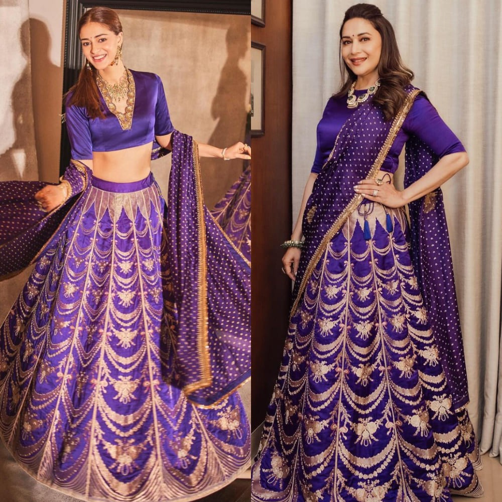 Ananya Panday vs Madhuri Dixit Fashion Face-Off: Who styled the purple raw mango lehenga better?   Ananya Panday vs Madhuri Dixit Fashion Face-Off: Who styled the purple raw mango lehenga better?