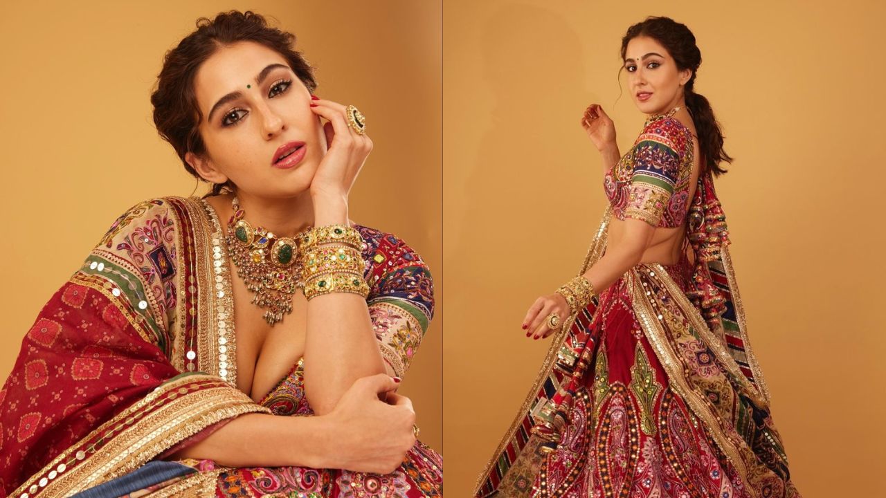 Sara Ali Khan aces backless choli and ikkat lehenga (PC: Sara Ali Khan Instagram)
