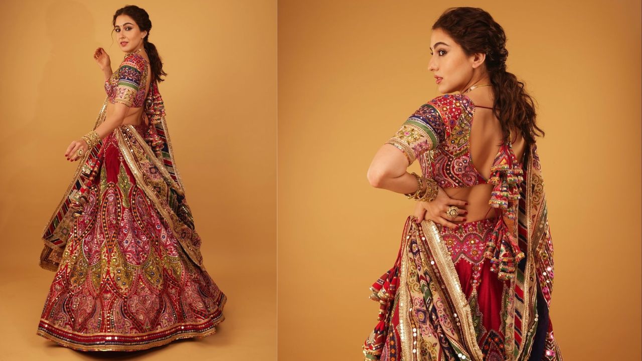 Sara Ali Khan aces backless choli and ikkat lehenga (PC: Sara Ali Khan Instagram)