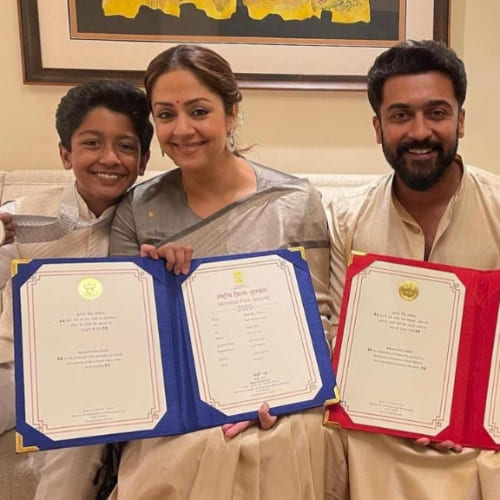 Suriya and Jyotika with their son