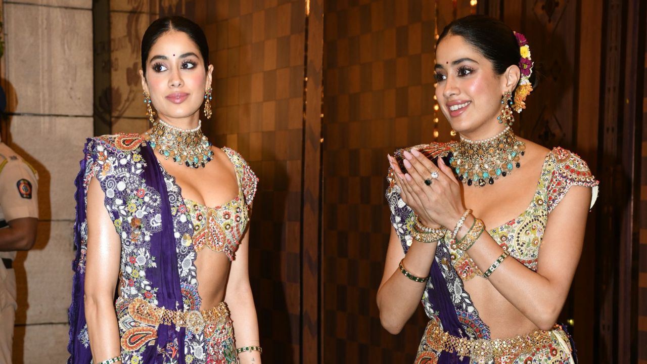 Janhvi Kapoor's Anamika Khanna lehenga (PC: Viral Bhayani)