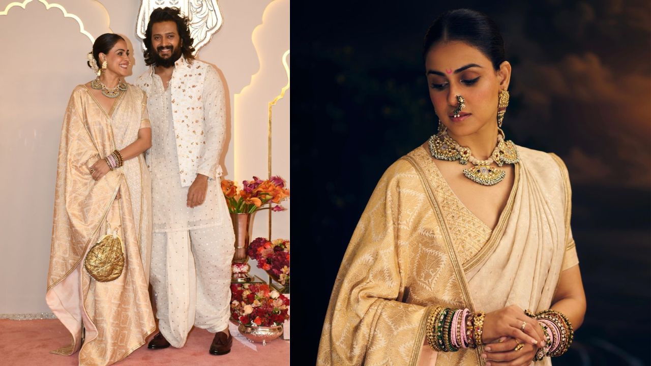 Genelia looks like a pure Maharashtrian mulgi at Anant-Radhika's wedding (PC: Genelia Instagram, Patralekha Viral Bhayani)