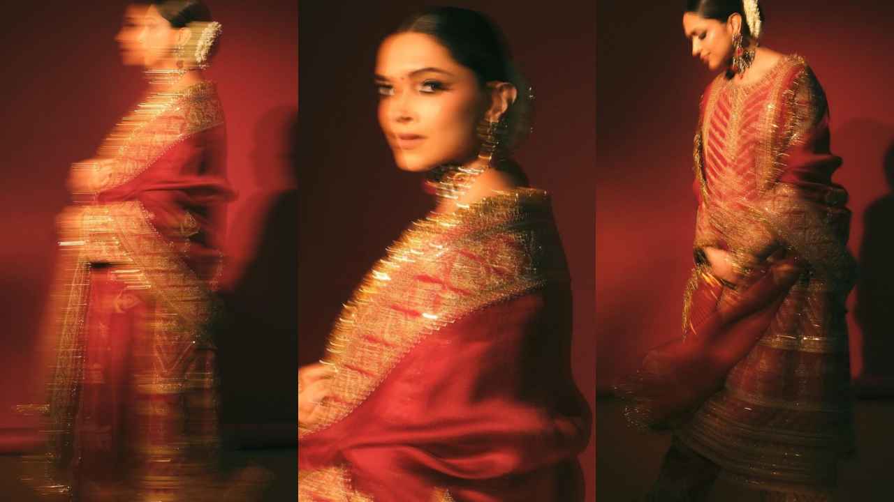 Deepika Padukone looks like modern-day Mastani in red Torani salwar suit with iconic bazuband necklace (PC: Deepika Padukone Instagram)