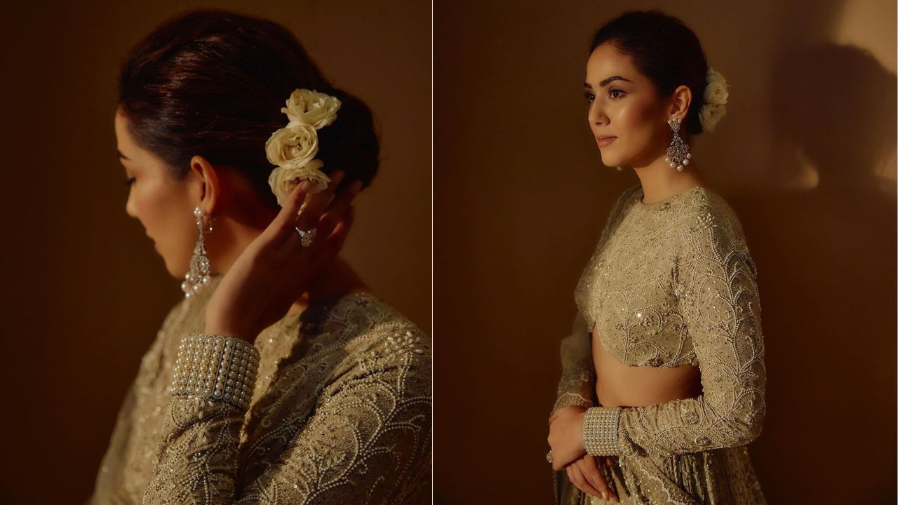 Mira Rajput in ivory-hued beaded lehenga (Mira Rajput Instagram)