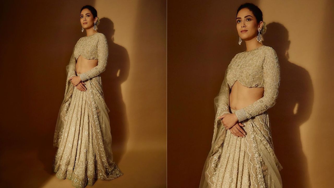 Mira Rajput in ivory-hued beaded lehenga (Mira Rajput Instagram)