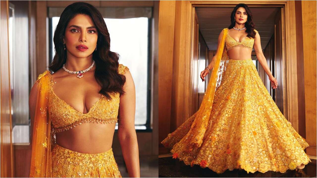Priyanka Chopra's monotone yellow lehenga (PC: Priyanka Chopra's Instagram)