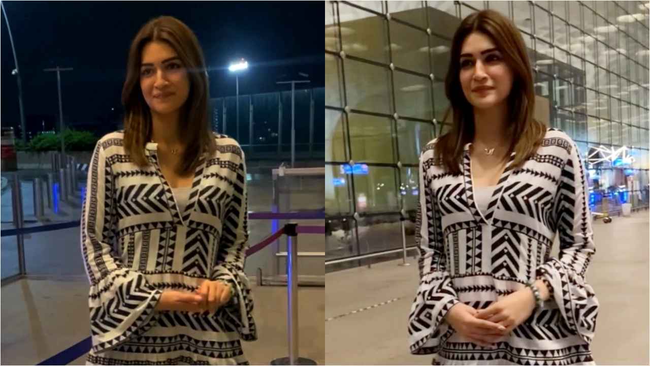 Kriti Sanon’s airport look ft printed mini-dress is perfect for casual coffee date with bae (PC: Varinder Chawla)