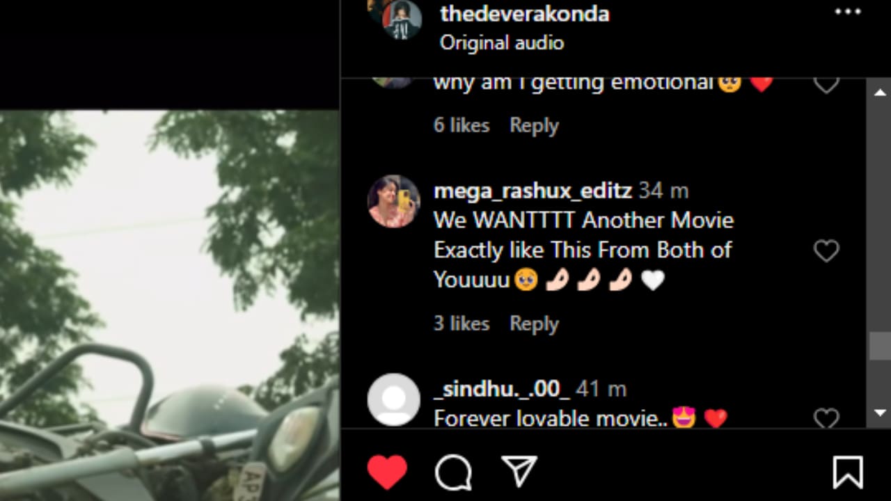 Comments on Rashmika Mandanna's post for Dear Comrade (PC: Rashmika Mandanna, Instagram)