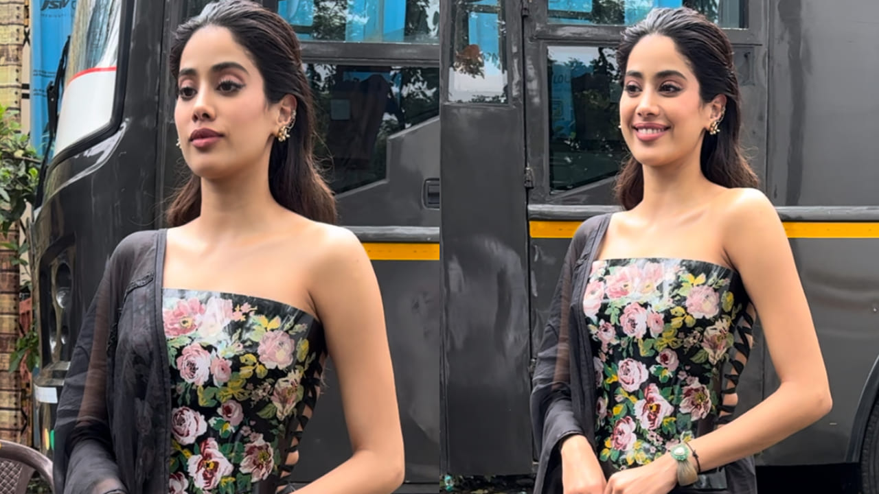 Janhvi Kapoor in black saree and corset 