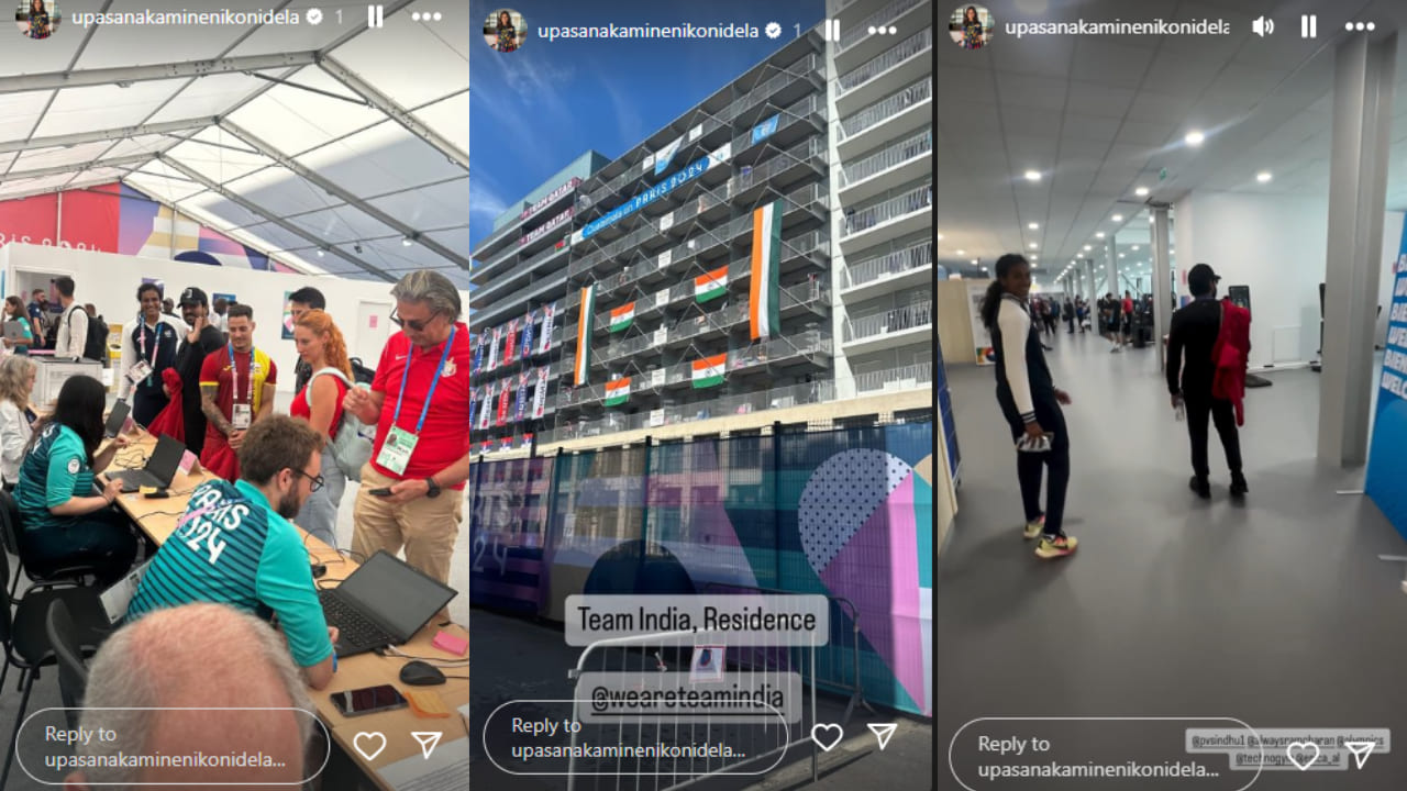 Ram Charan and PV Sindhu at Olympics Village