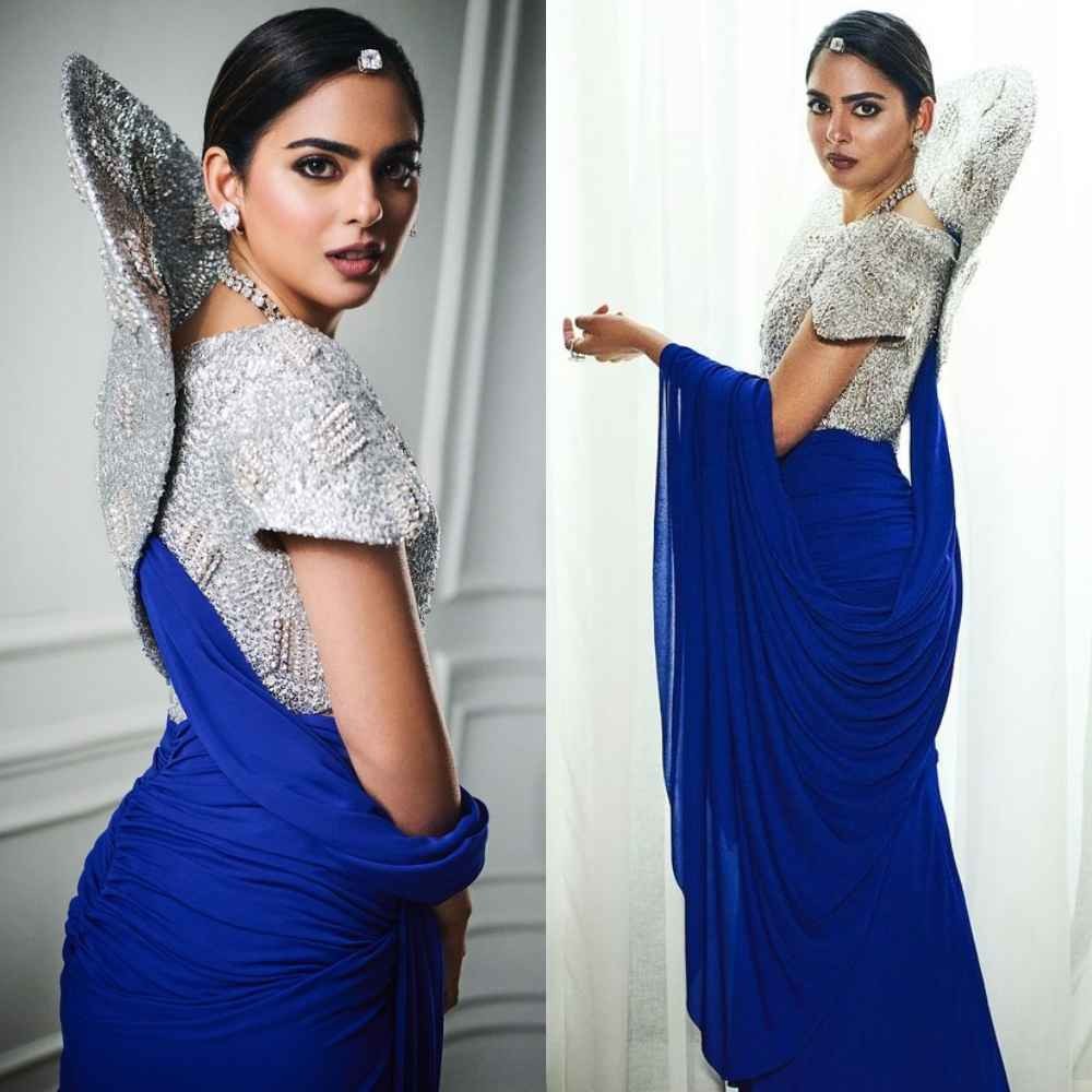Anant Ambani-Radhika sangeet night: Isha Ambani serves highlight look of the night in Schiaparelli’s saree gown Anant Ambani-Radhika sangeet night: Isha Ambani serves highlight look of the night in Schiaparelli’s saree gown