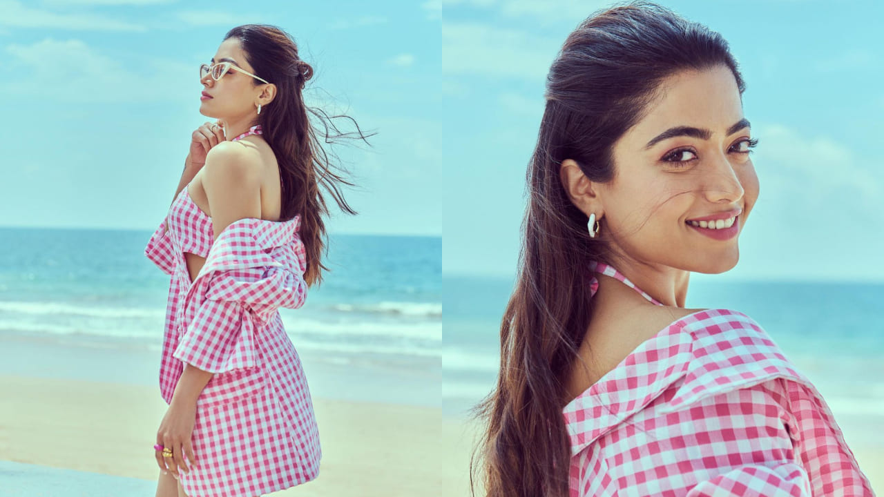 Rashmika Mandanna in gingham print dress 