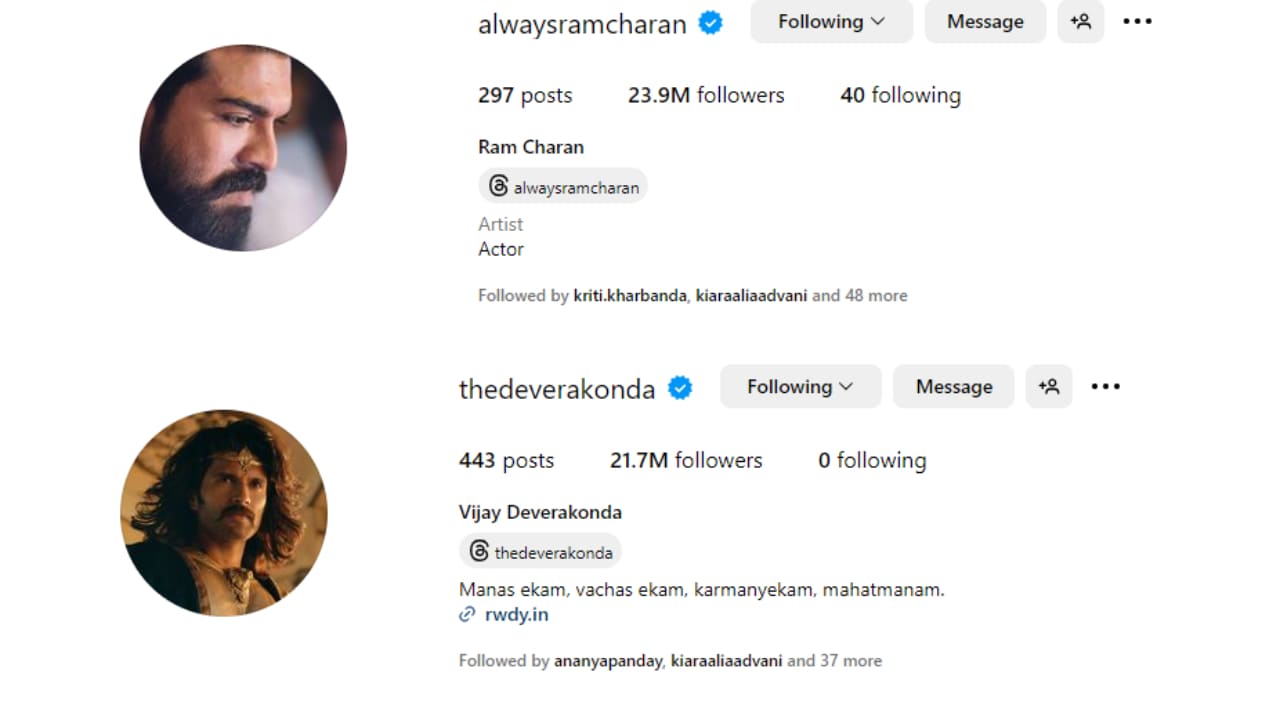 Top Tollywood actors with most number of followers on IG