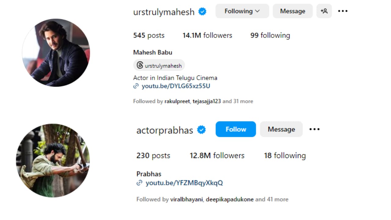 Top Tollywood actors with most number of followers on IG