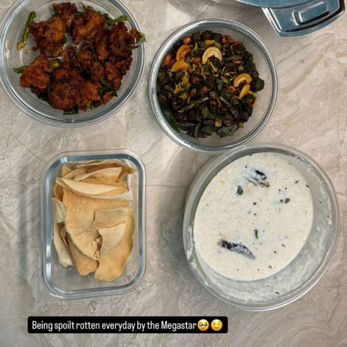 PHOTO: Trisha Krishnan enjoys feast arranged by Chiranjeevi on sets of Vishwambhara