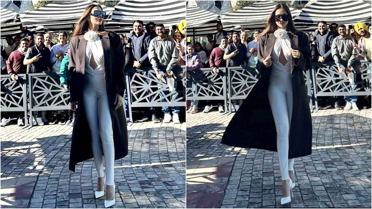 Malaika Arora serves monochrome magic with fierce twist; Her white jumpsuit and black coat is talk of the town (PC: Malaika Arora Instagram)