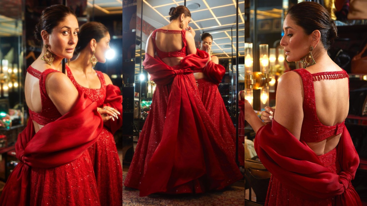 Kareena Kapoor’s Red embellished lehenga look  (PC: Kareena Kapoor Instagram)