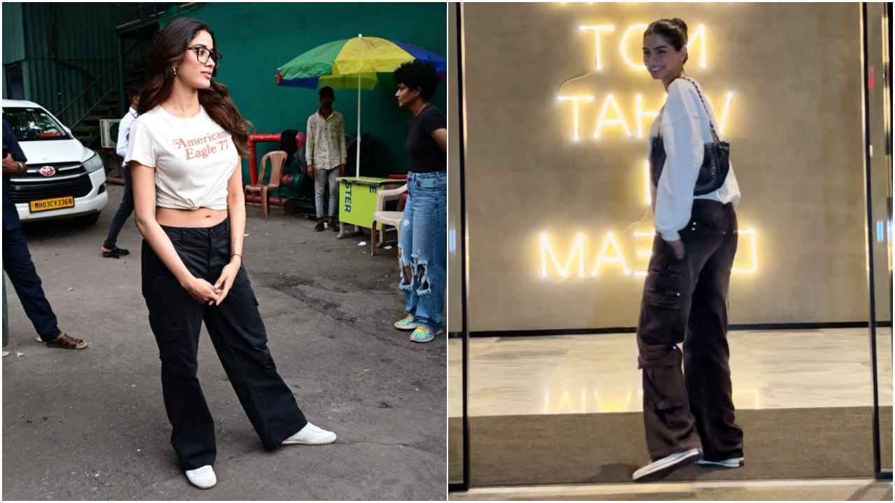 Janhvi Kapoor and Khushi Kapoor serve sister goals in effortlessly stylish monochromatic Gen-Z looks (PC: Varinder Chawla, Viral Bhayani)