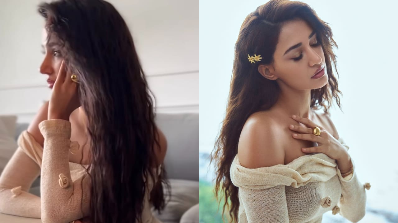 Disha Patani in beige floral dress 