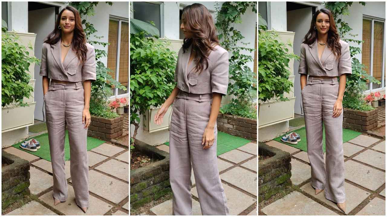 Triptii Dimri’s formal look in gray crop blazer with classy pants and pumps is making us say ‘Tauba Tauba’ (PC: APH Images)