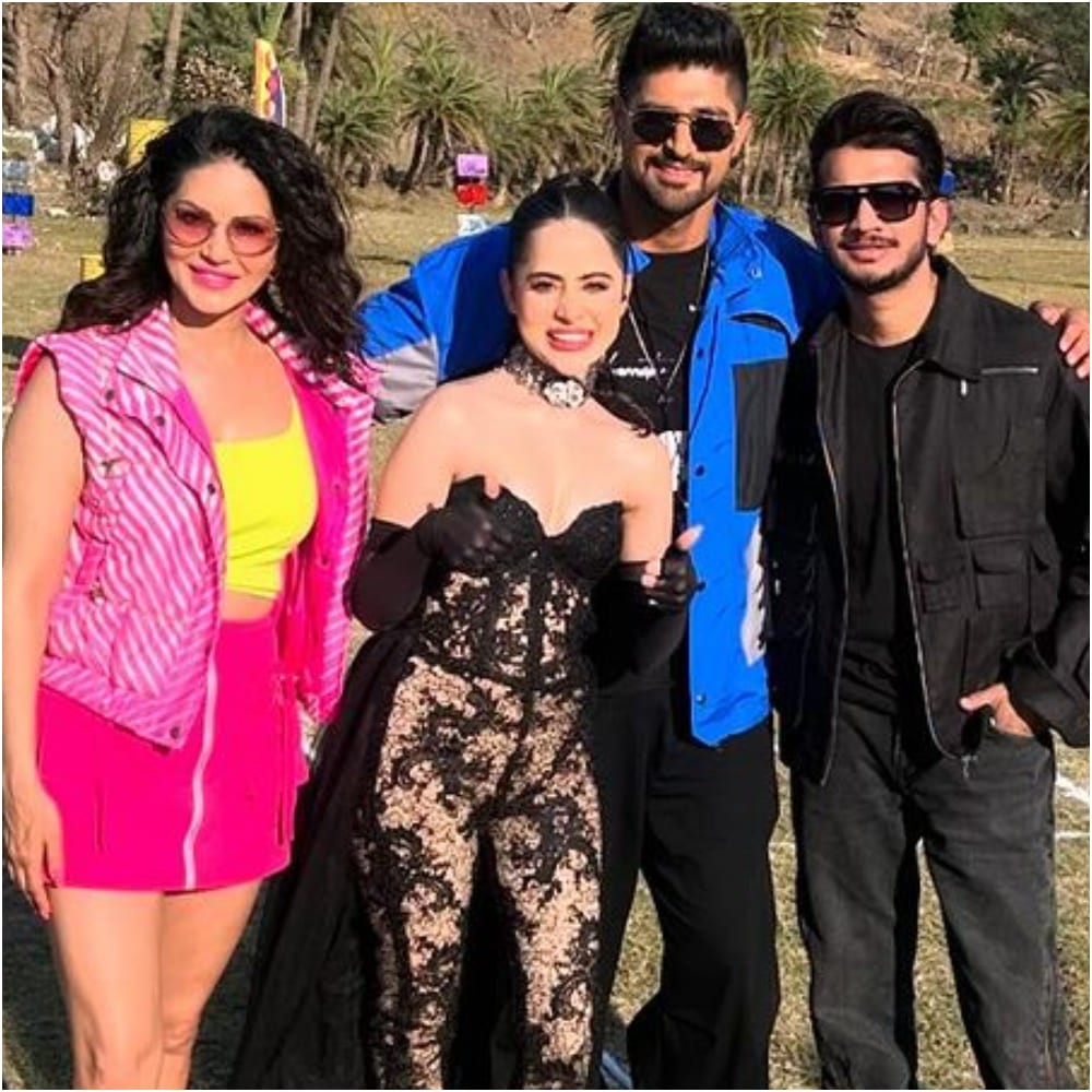 MTV Splitsvilla X5: Uorfi Javed poses with special guest Munawar Faruqui, hosts Sunny L...