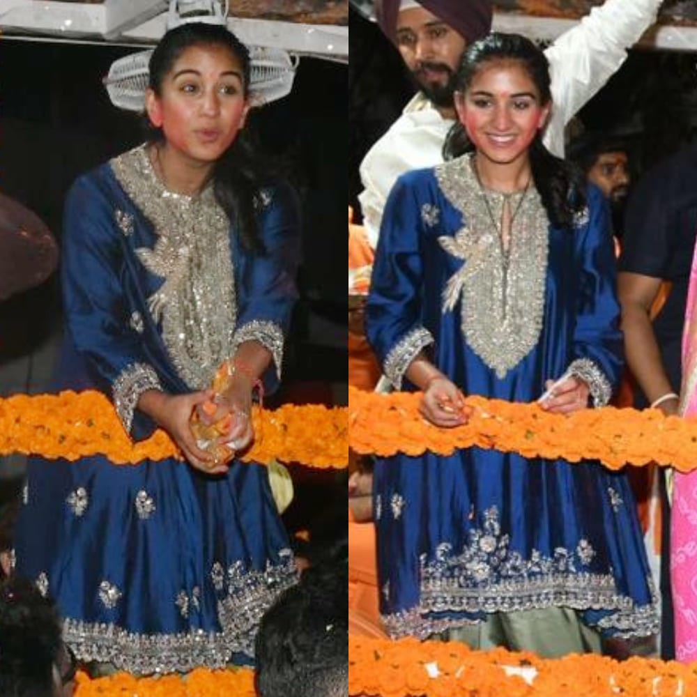 Radhika Merchant sets the right festive mood in a blue and silver silk kurta worth Rs 1,59,900 at Ganpati Visarjan  Radhika Merchant sets the right festive mood in a blue and silver silk kurta worth Rs 1,59,900 at Ganpati Visarjan
