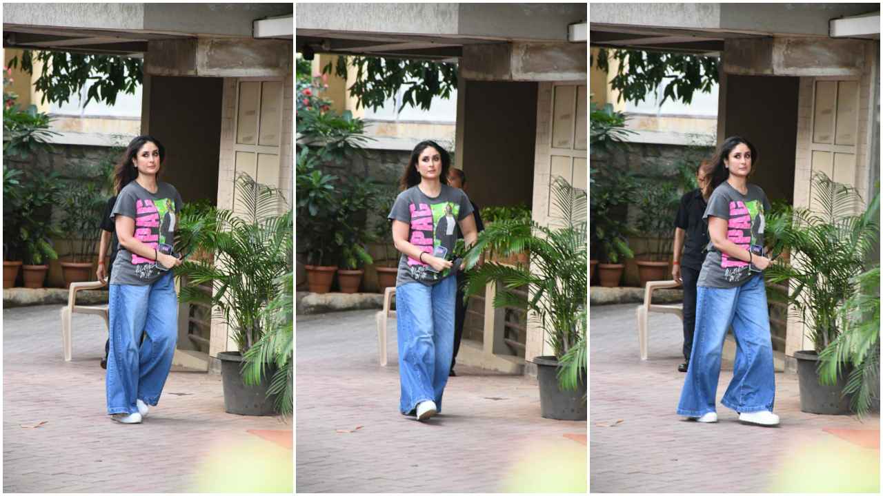 Kareena Kapoor pairs graphic T-shirt with baggy denim jeans for the ULTIMATE relatable Gen-Z fashion statement (PC: Viral Bhayani)